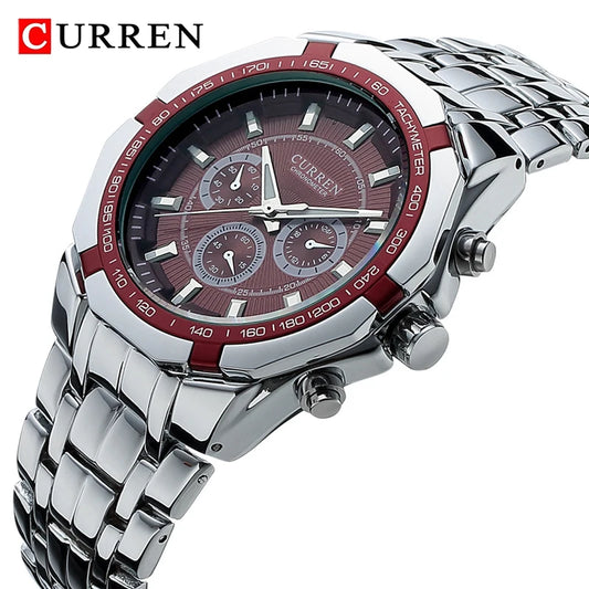 CURREN Men Luxury Brand Military Sport Mens Watches Full Steel Quartz Clock Men's Waterproof