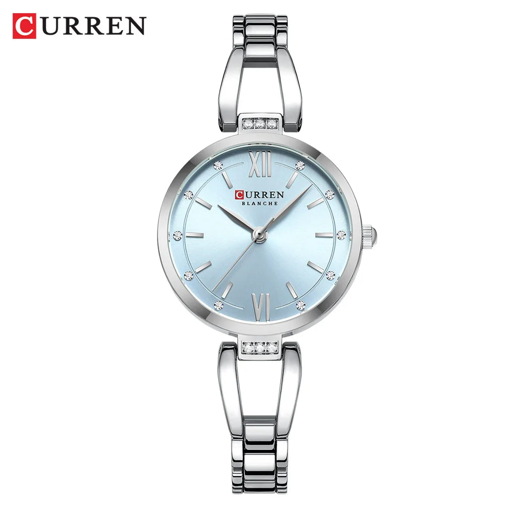 CURREN Luxury Hight Quality Quartz Watch Fashion Charming Rhinestones Stainless Steel Band Women's Wristwatches