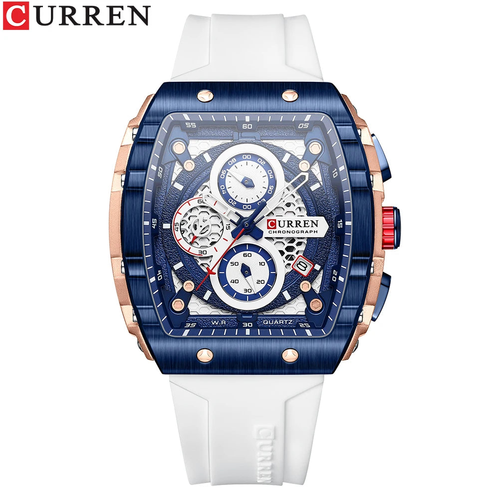 CURREN Top Brand Men's Watches Luxury Square Quartz Wristwatch  Waterproof Luminous Chronograph Watch for Men Date Clock