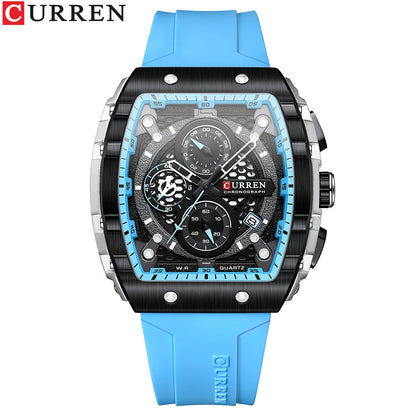 CURREN Top Brand Men's Watches Luxury Square Quartz Wristwatch  Waterproof Luminous Chronograph Watch for Men Date Clock