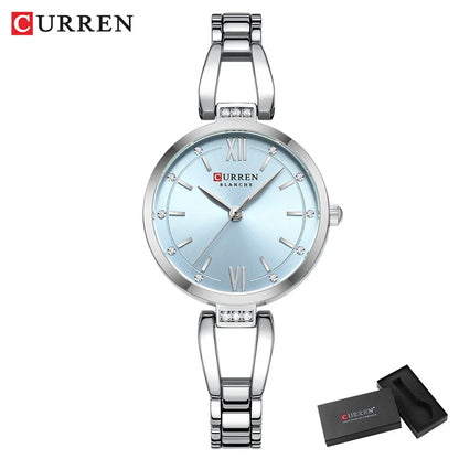 CURREN Luxury Hight Quality Quartz Watch Fashion Charming Rhinestones Stainless Steel Band Women's Wristwatches