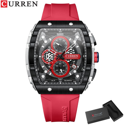 CURREN Top Brand Men's Watches Luxury Square Quartz Wristwatch  Waterproof Luminous Chronograph Watch for Men Date Clock